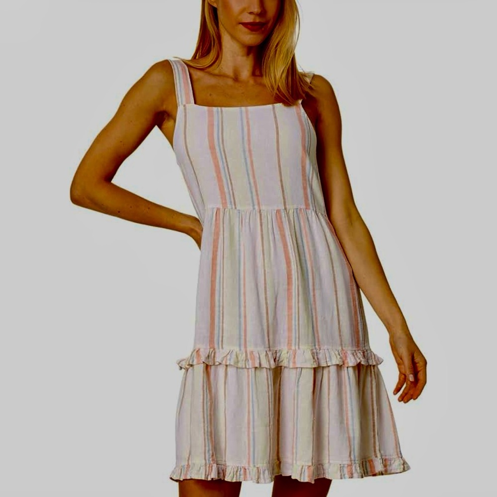 Bobi Los Angeles Square Neck Tiered Dress - Picture 1 of 5